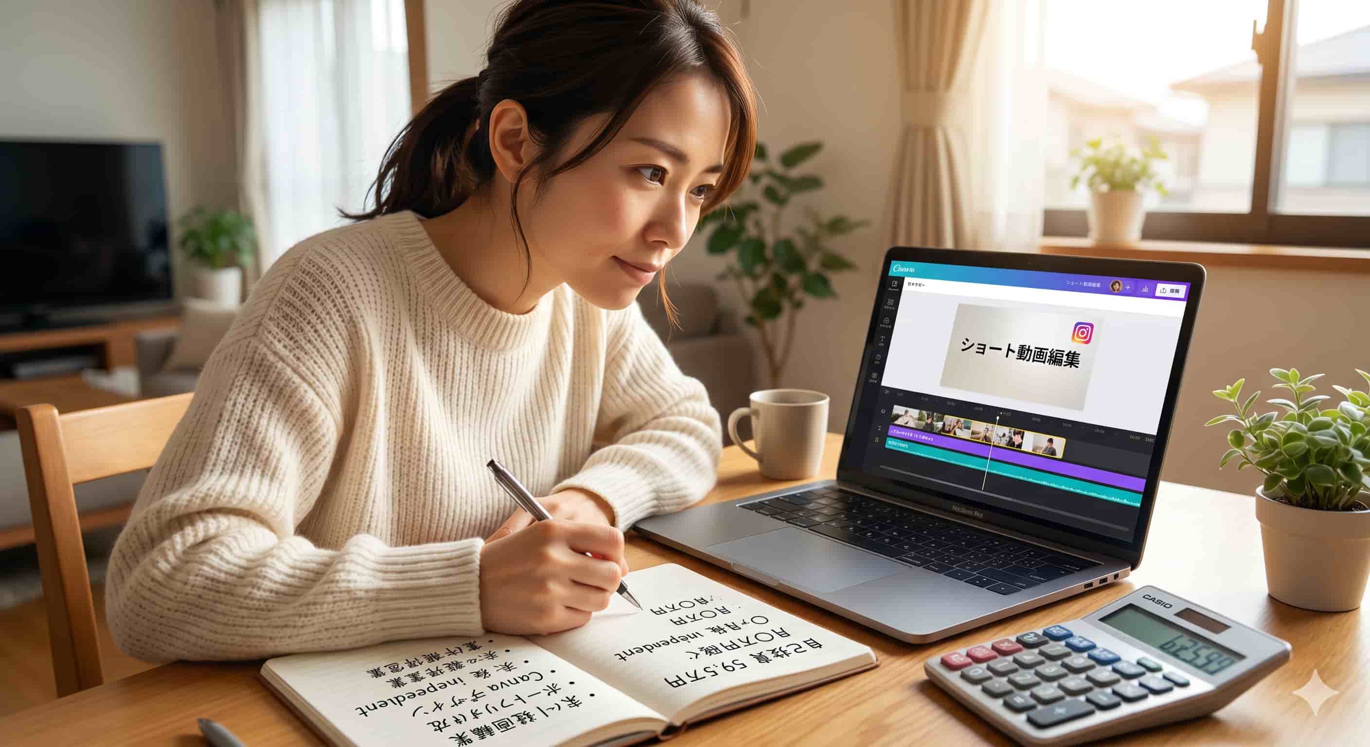 スキルスキップで勉強をしている主婦イメージ画